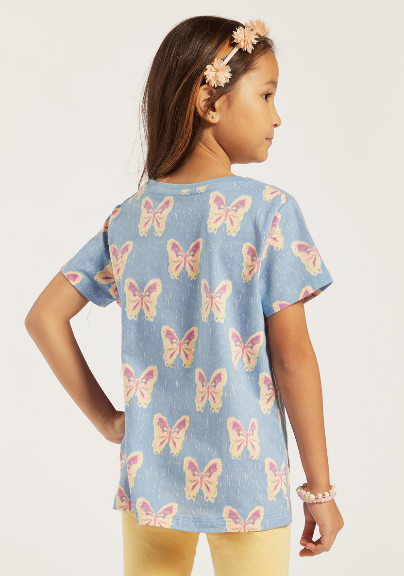 Juniors All-Over Butterfly Print T-shirt with Short Sleeves-T Shirts-image-3