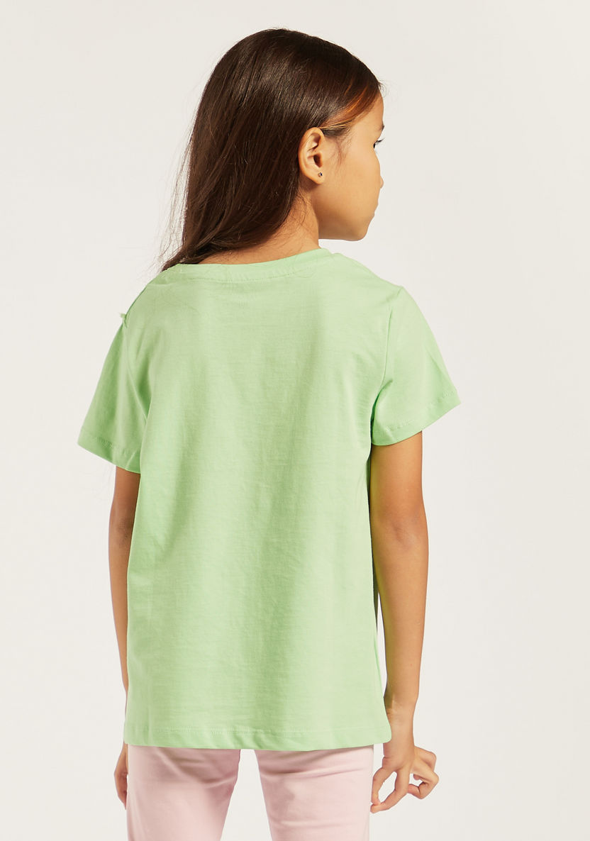 Juniors Slogan Print T-shirt with Short Sleeves-T Shirts-image-3