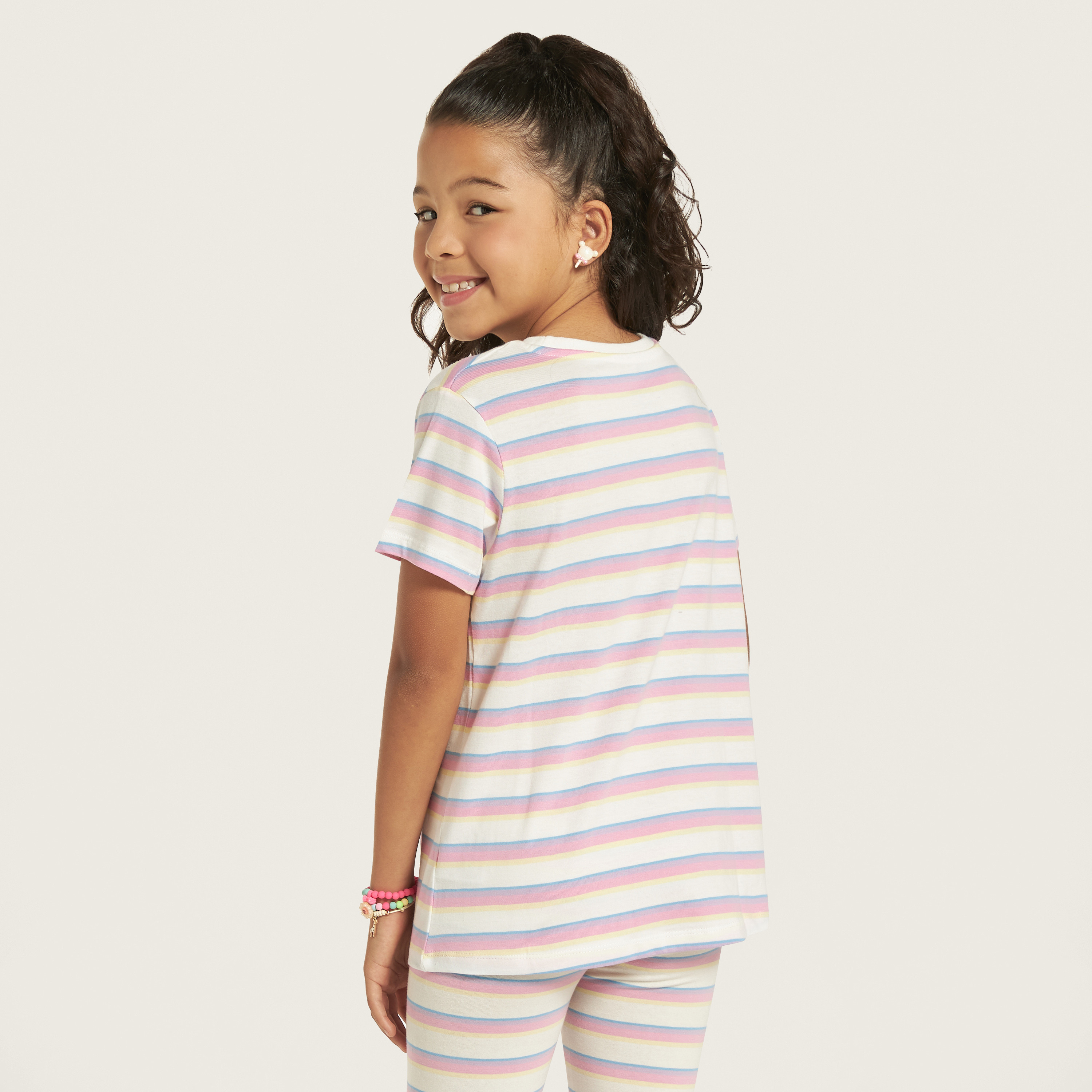 Juniors Striped Crew Neck T-shirt with Short Sleeves-girls-clothing-schoolwear-tshirts-image-4