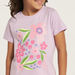 Juniors Floral Print T-shirt with Short Sleeves-T Shirts-thumbnail-2