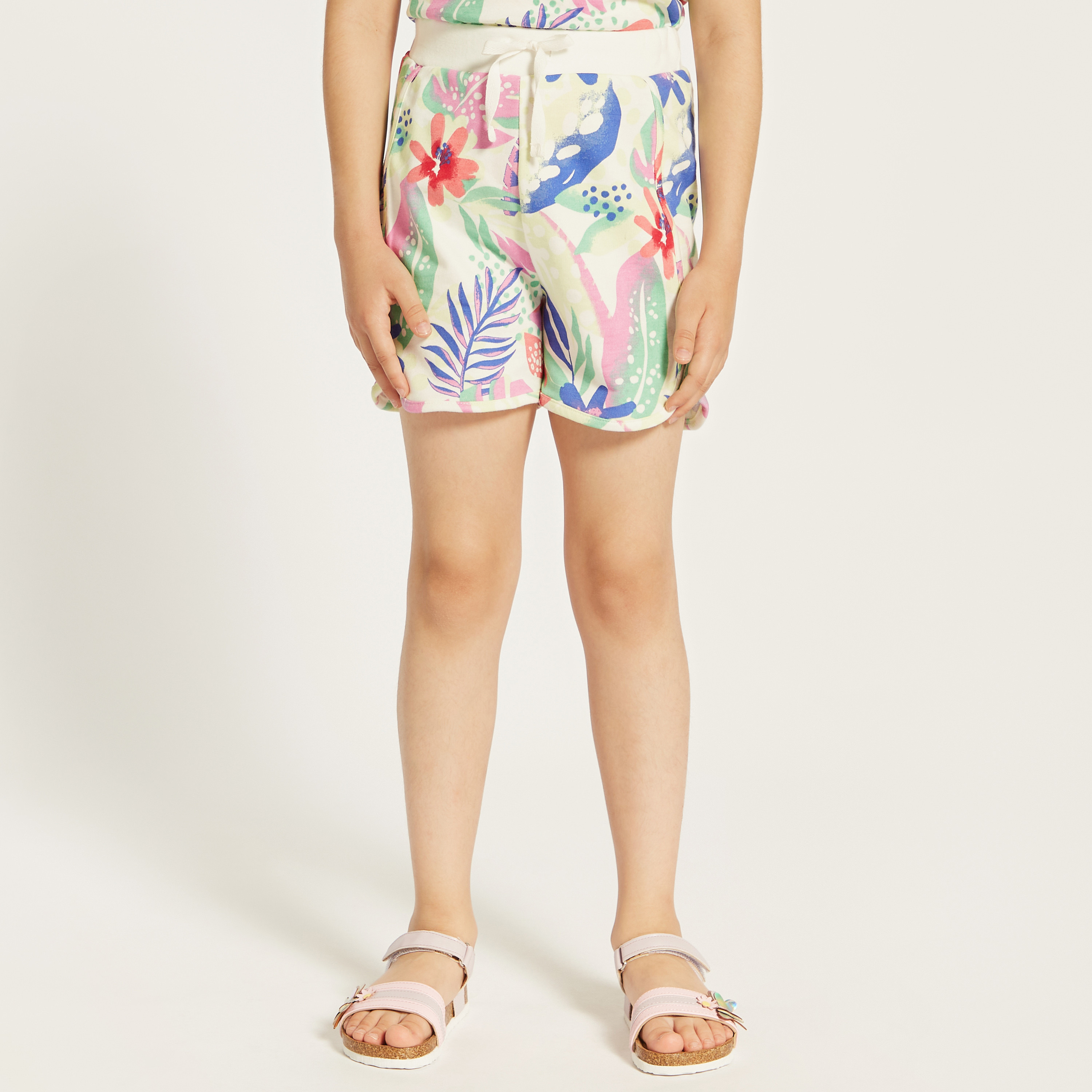 Juniors Tropical Print Shorts with Drawstring Closure-girls-clothing-bottoms-shorts-image-2