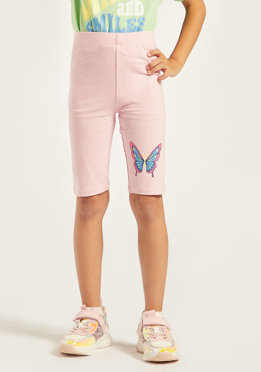 Juniors Butterfly Print Shorts with Elasticated Waistband-Shorts-image-1