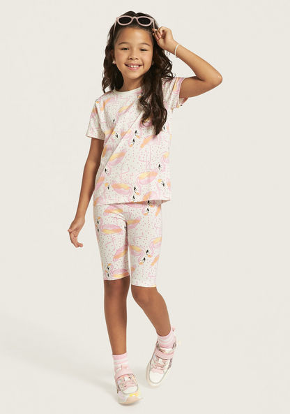Juniors All-Over Flamingo Print Shorts with Elasticated Waistband-Shorts-image-0