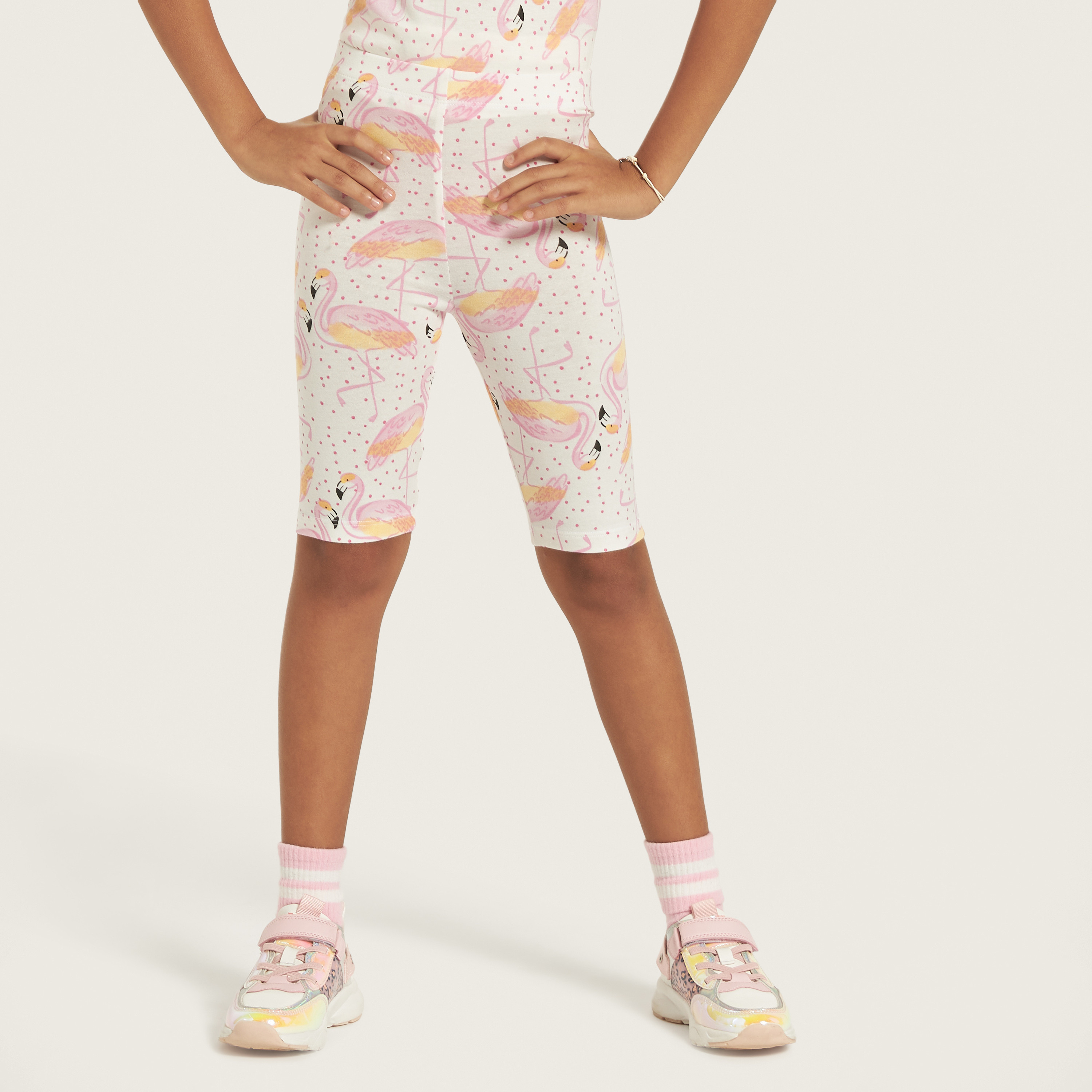 Juniors All-Over Flamingo Print Shorts with Elasticated Waistband-girls-clothing-bottoms-shorts-image-2