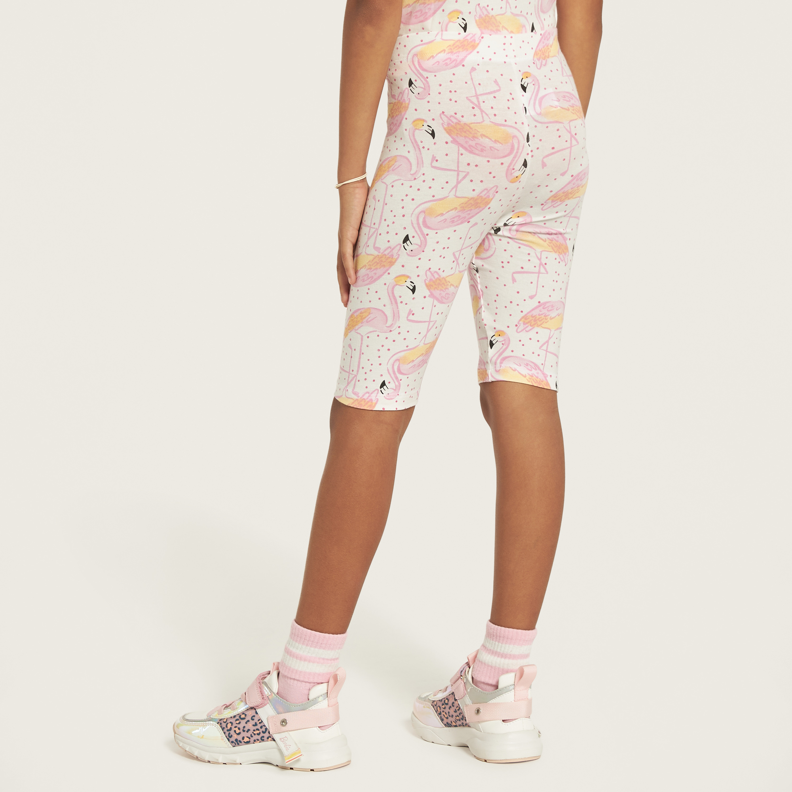 Juniors All-Over Flamingo Print Shorts with Elasticated Waistband-girls-clothing-bottoms-shorts-image-4