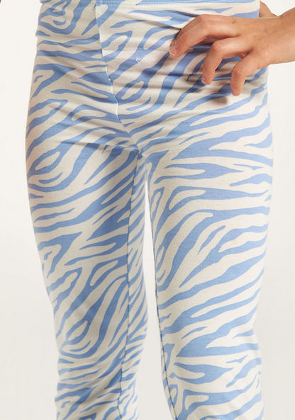 Juniors Zebra Print Leggings with Elasticated Waistband-Leggings-image-2