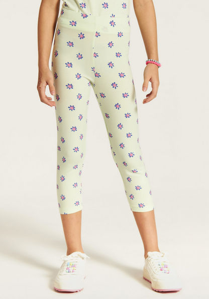 Juniors All-Over Floral Print Leggings with Elasticated Waistband-Leggings-image-1