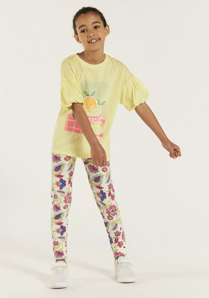 Juniors All-Over Floral Print Leggings with Elasticated Waistband-Leggings-image-0