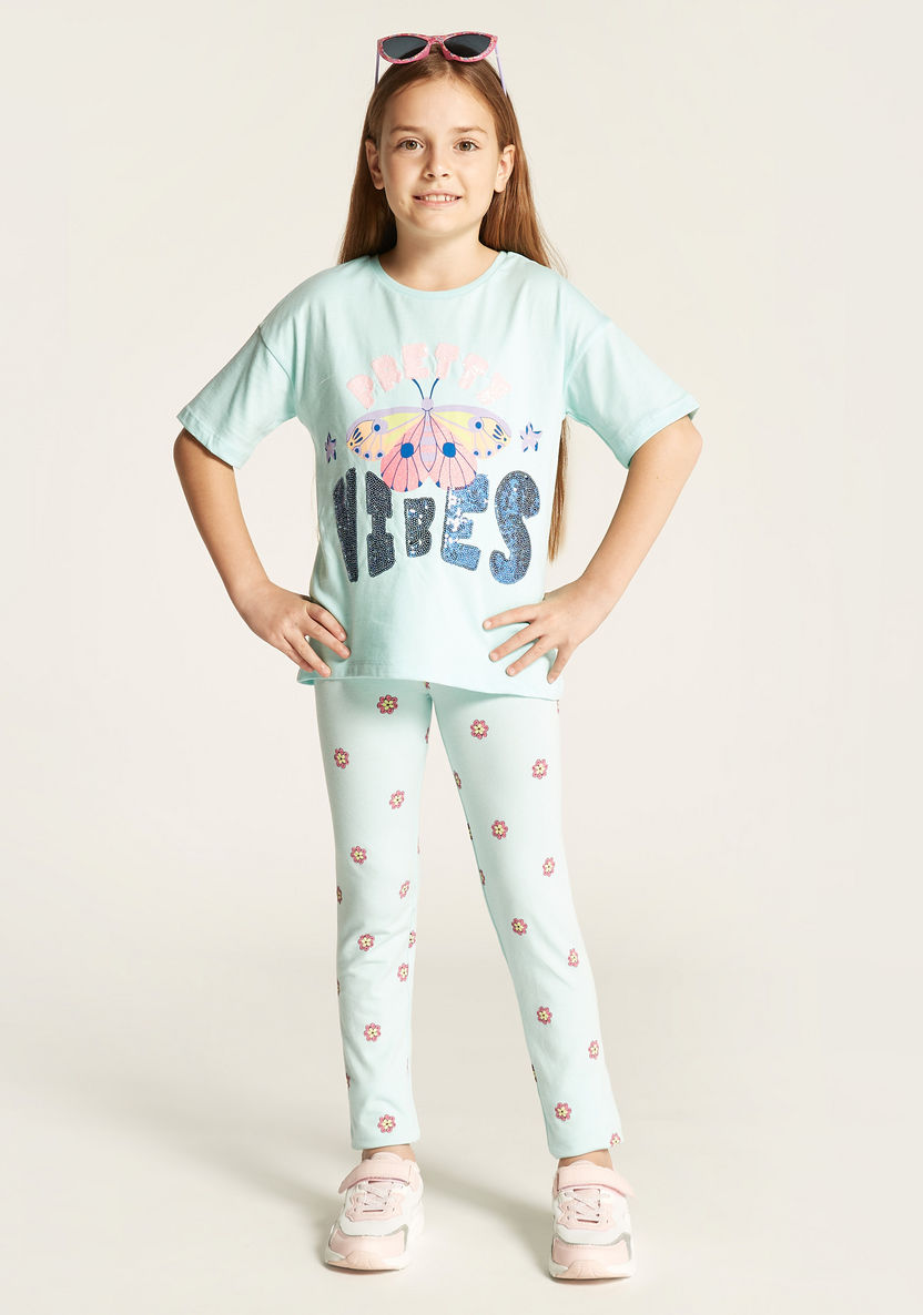 Juniors All-Over Floral Print Leggings with Elasticated Waistband-Leggings-image-0