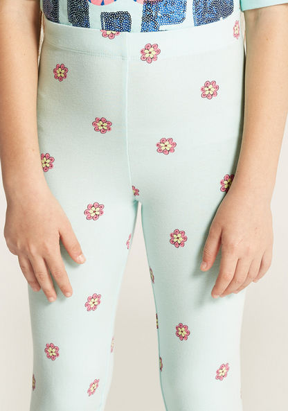 Juniors All-Over Floral Print Leggings with Elasticated Waistband-Leggings-image-2