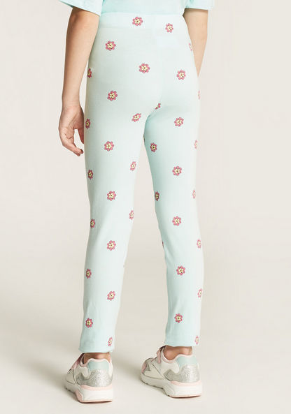 Juniors All-Over Floral Print Leggings with Elasticated Waistband-Leggings-image-3