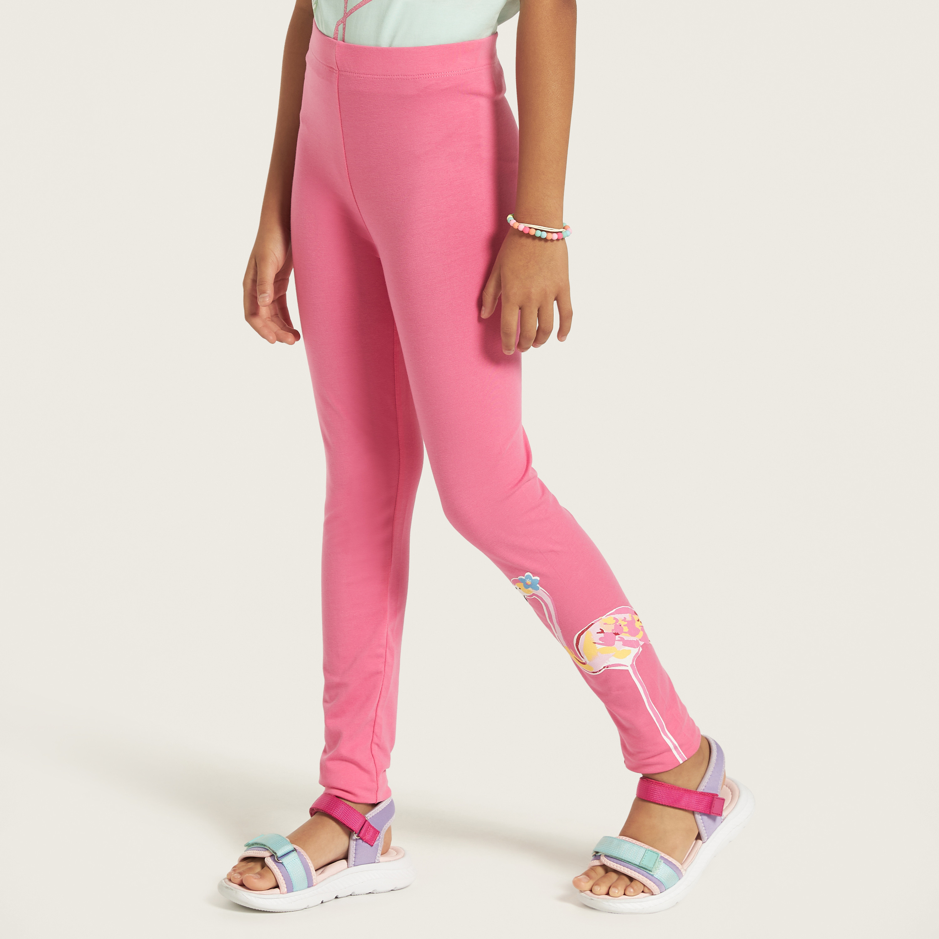 Juniors Flamingo Print Leggings with Elasticated Waistband