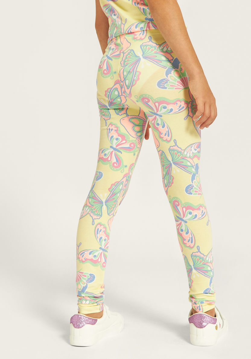 Juniors All-Over Butterfly Print Leggings with Elasticated Waistband-Leggings-image-2