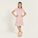 Juniors Striped Polo Dress with Flounce Hem and Button Closure-Dresses%2C Gowns and Frocks-thumbnail-0