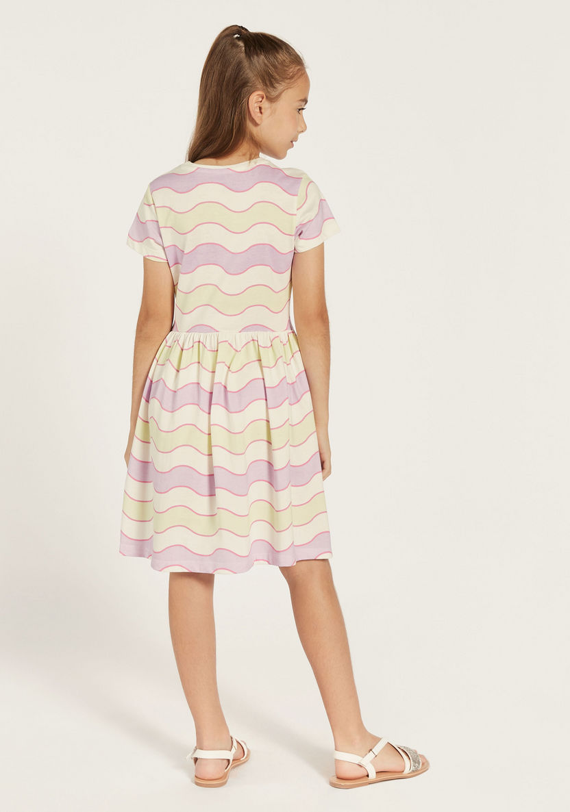 Juniors All-Over Striped Dress with Round Neck-Dresses, Gowns & Frocks-image-3