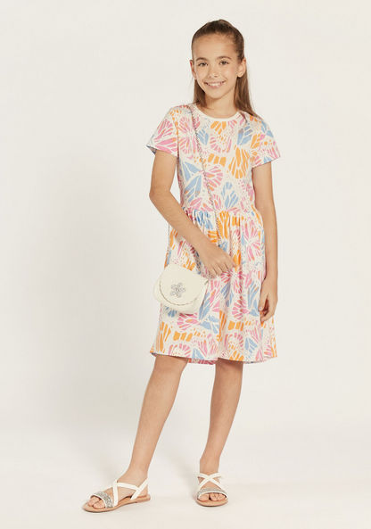 Juniors All-Over Print Dress with Round Neck-Dresses%2C Gowns and Frocks-image-1