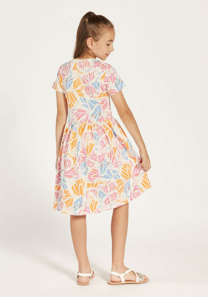 Juniors All-Over Print Dress with Round Neck-Dresses%2C Gowns and Frocks-image-3