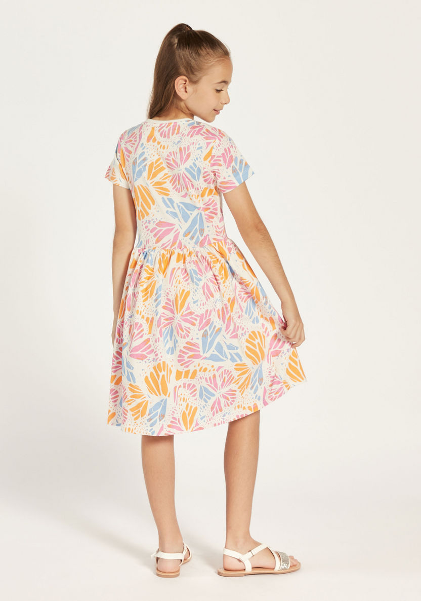 Juniors All-Over Print Dress with Round Neck-Dresses, Gowns & Frocks-image-3