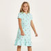 Juniors All-Over Floral Print Polo Dress with Flounce Hem and Button Closure-Dresses%2C Gowns and Frocks-thumbnailMobile-2