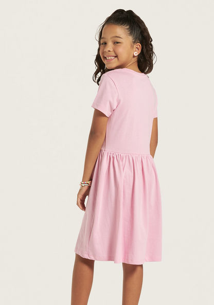 Juniors Slogan Print Dress with Short Sleeves-Dresses%2C Gowns and Frocks-image-3