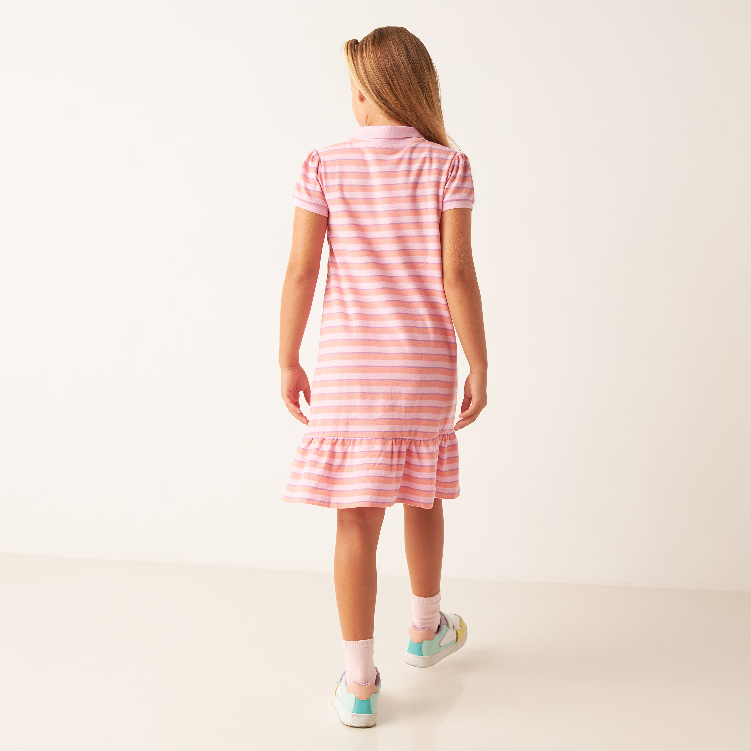 Juniors Striped Polo Dress with Flounce Hem-girls-clothing-dressesandjumpsuits-image-3