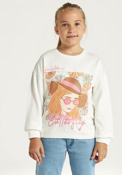 Juniors Graphic Print Pullover with Long Sleeves-Sweatshirts-image-0