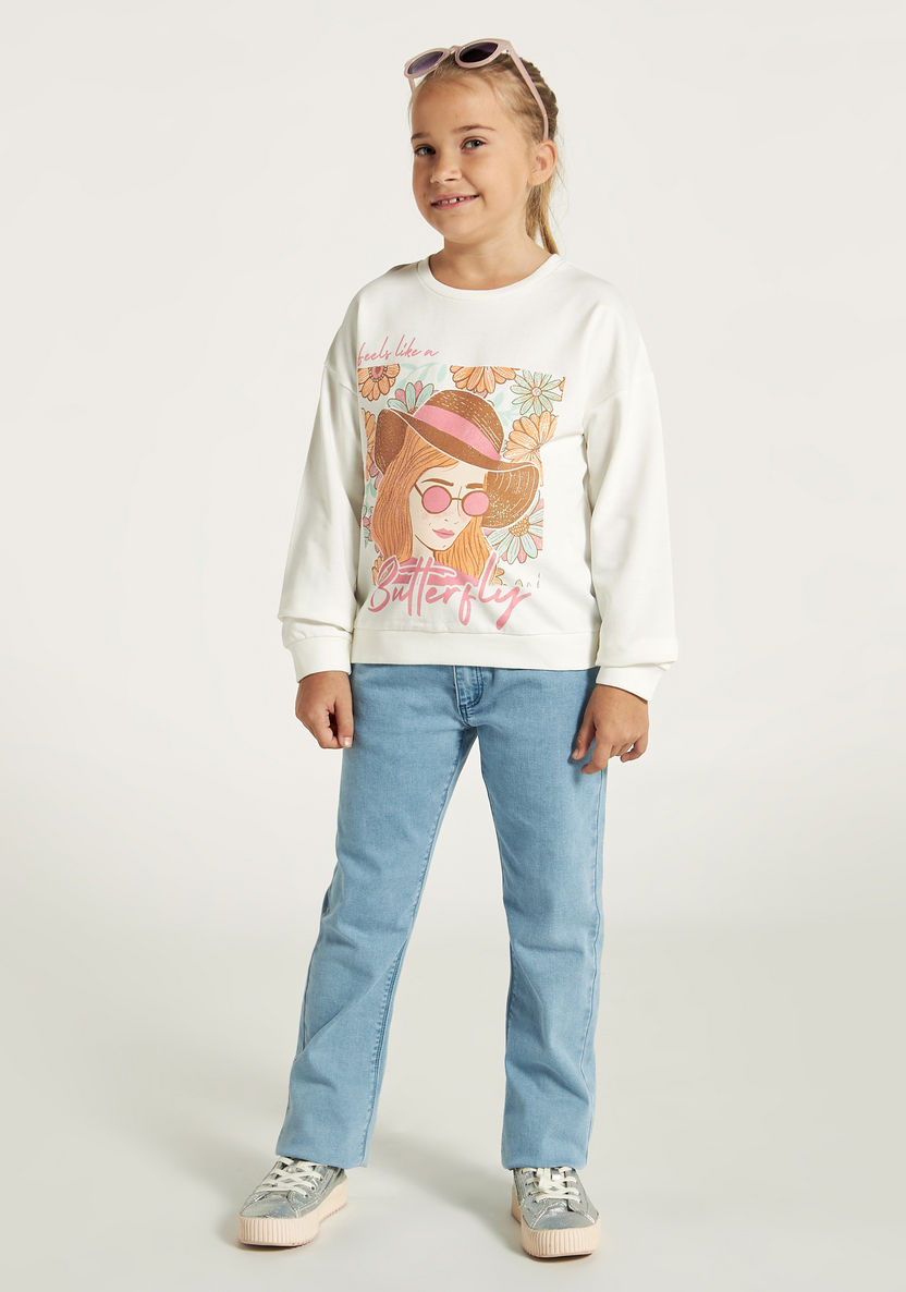 Juniors Graphic Print Pullover with Long Sleeves-Sweatshirts-image-1