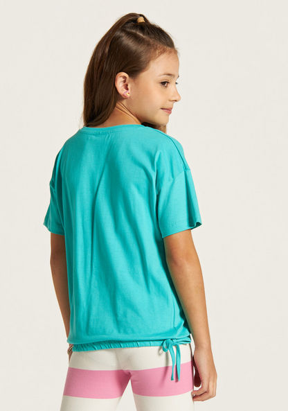 Juniors Embellished Round Neck T-shirt with Tie-Ups-T Shirts-image-3