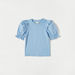Juniors Ribbed Top with Ruffles and Puff Sleeves-T Shirts-thumbnail-0