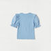 Juniors Ribbed Top with Ruffles and Puff Sleeves-T Shirts-thumbnailMobile-3