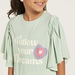 Juniors Printed T-shirt with Crochet Detail-T Shirts-thumbnail-2