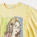 Juniors Graphic Print Crew Neck T-shirt with Flutter Sleeves-T Shirts-thumbnail-1