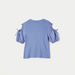 Juniors Ribbed Top with Cold Shoulder Sleeves and Bow Accent-T Shirts-thumbnail-3