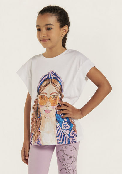 Juniors Graphic Print T-shirt with Dolman Sleeves-T Shirts-image-0
