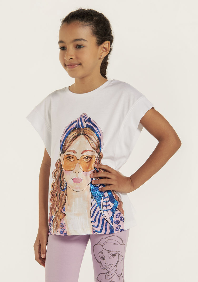 Juniors Graphic Print T-shirt with Dolman Sleeves-T Shirts-image-0