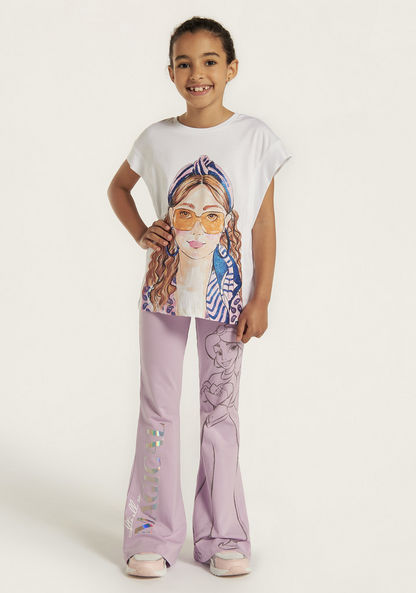 Juniors Graphic Print T-shirt with Dolman Sleeves-T Shirts-image-1