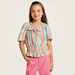 Juniors All-Over Striped Top with Ruffle Detail and Short Sleeves-Blouses-thumbnailMobile-0