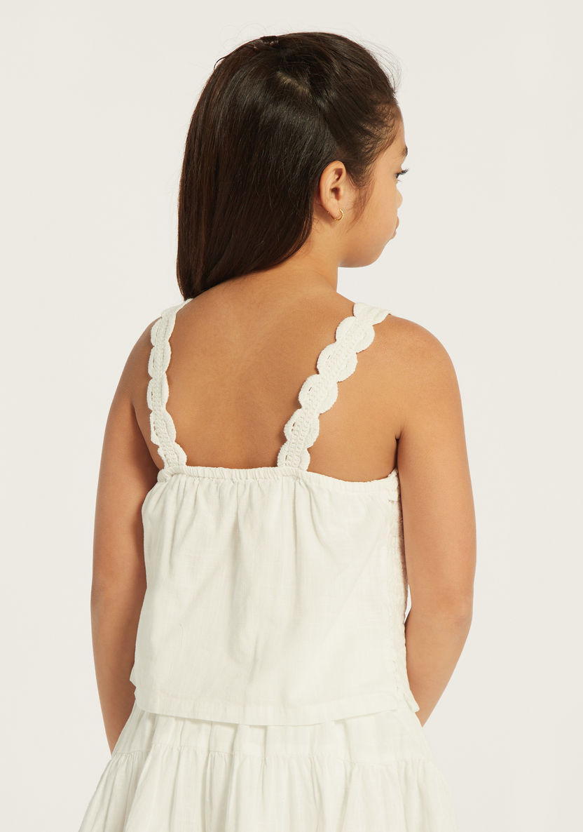 Juniors Lace Textured Sleeveless Top-Blouses-image-3