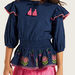 Juniors Embroidered Peplum Top with Ruffles and Bow Accent-Blouses-thumbnailMobile-2