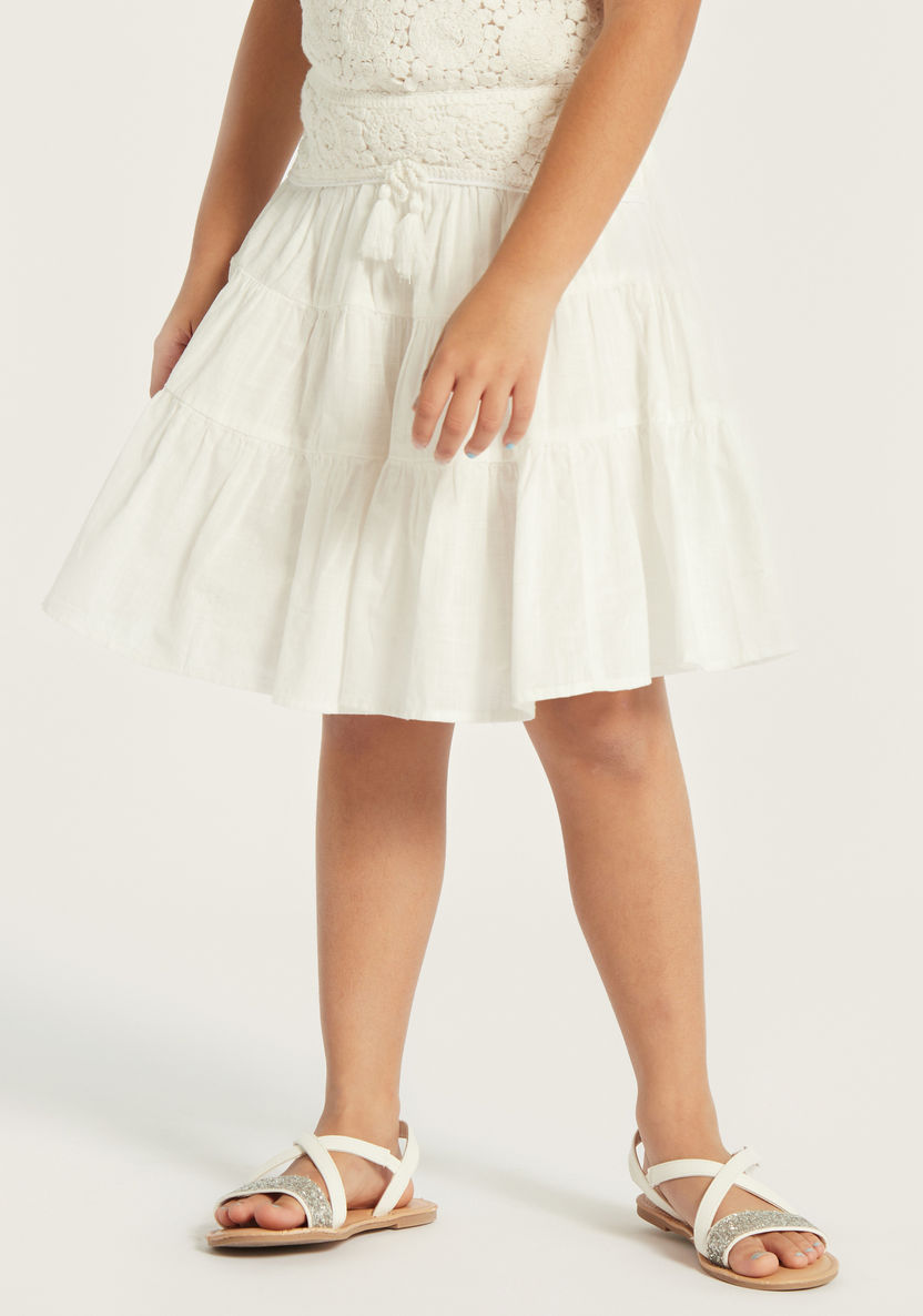 Juniors Solid Tiered Skirt-Skirts-image-1