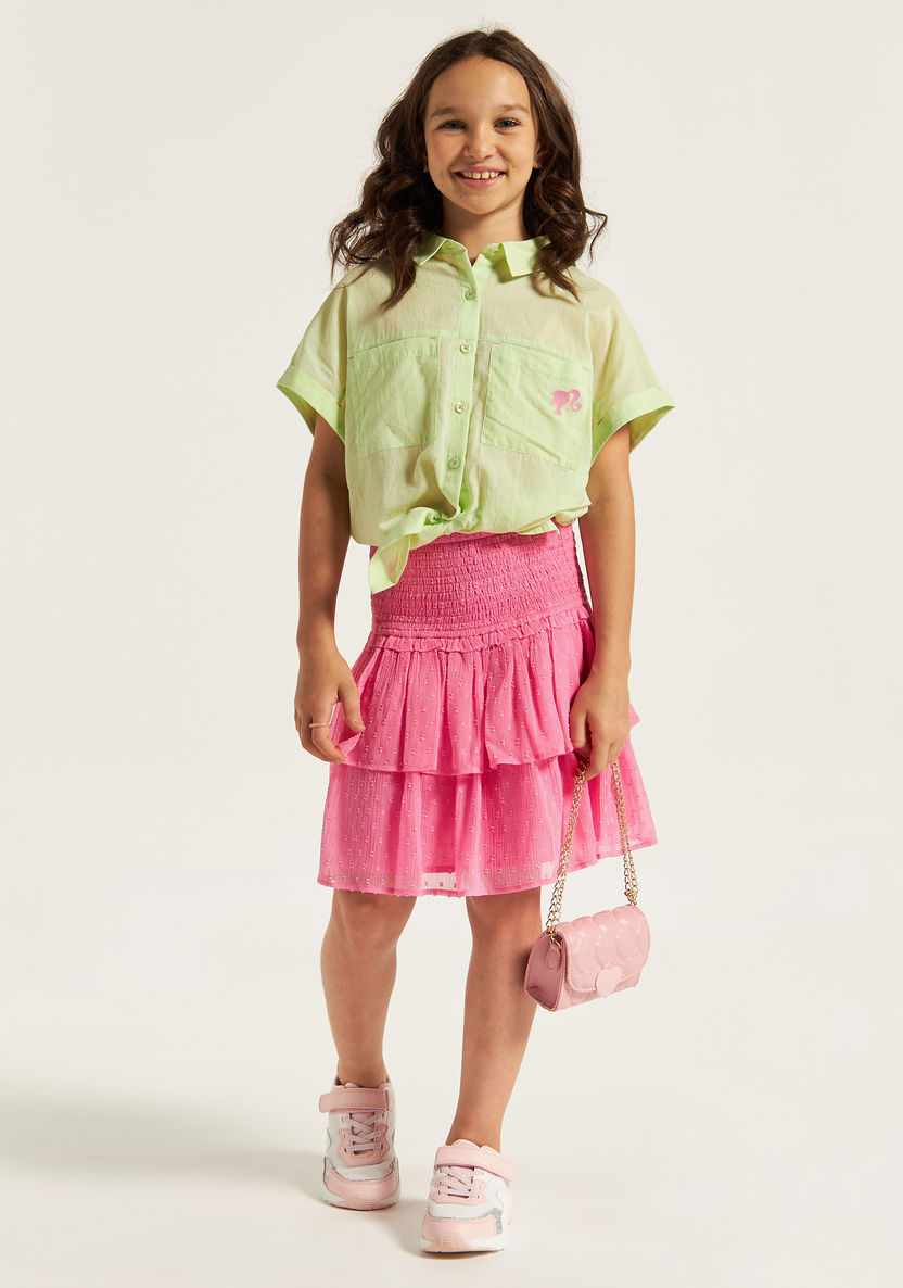 Juniors Textured Tiered Dress with Elasticised Waistband-Skirts-image-0