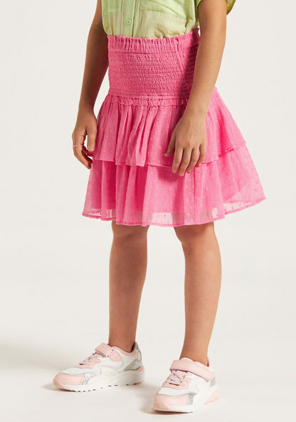 Juniors Textured Tiered Dress with Elasticised Waistband-Skirts-image-1