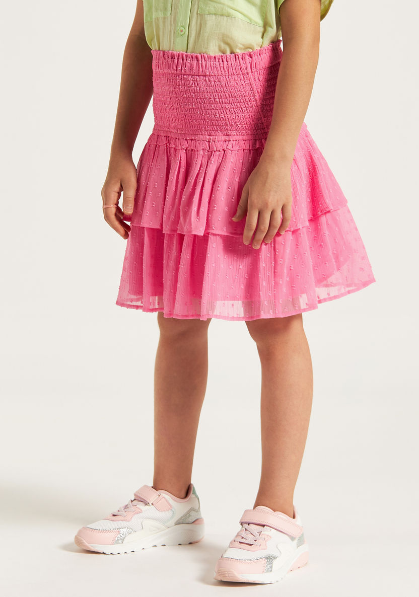 Juniors Textured Tiered Dress with Elasticised Waistband-Skirts-image-1