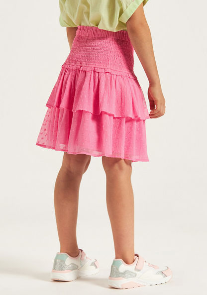 Juniors Textured Tiered Dress with Elasticised Waistband-Skirts-image-3