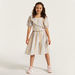 Juniors Striped Dress with Square Neck and Ruffle Detail-Dresses%2C Gowns and Frocks-thumbnail-0