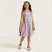 Juniors Printed Sleeveless Dress with Collar and Ruffle Detail-Dresses%2C Gowns and Frocks-thumbnailMobile-0