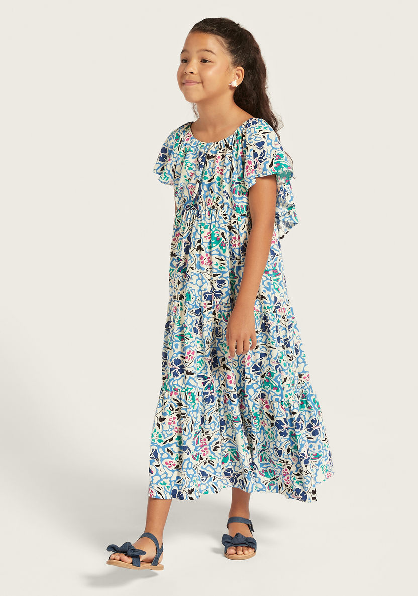 Juniors All-Over Print Dress with Flutter Sleeves-Dresses%2C Gowns and Frocks-image-1
