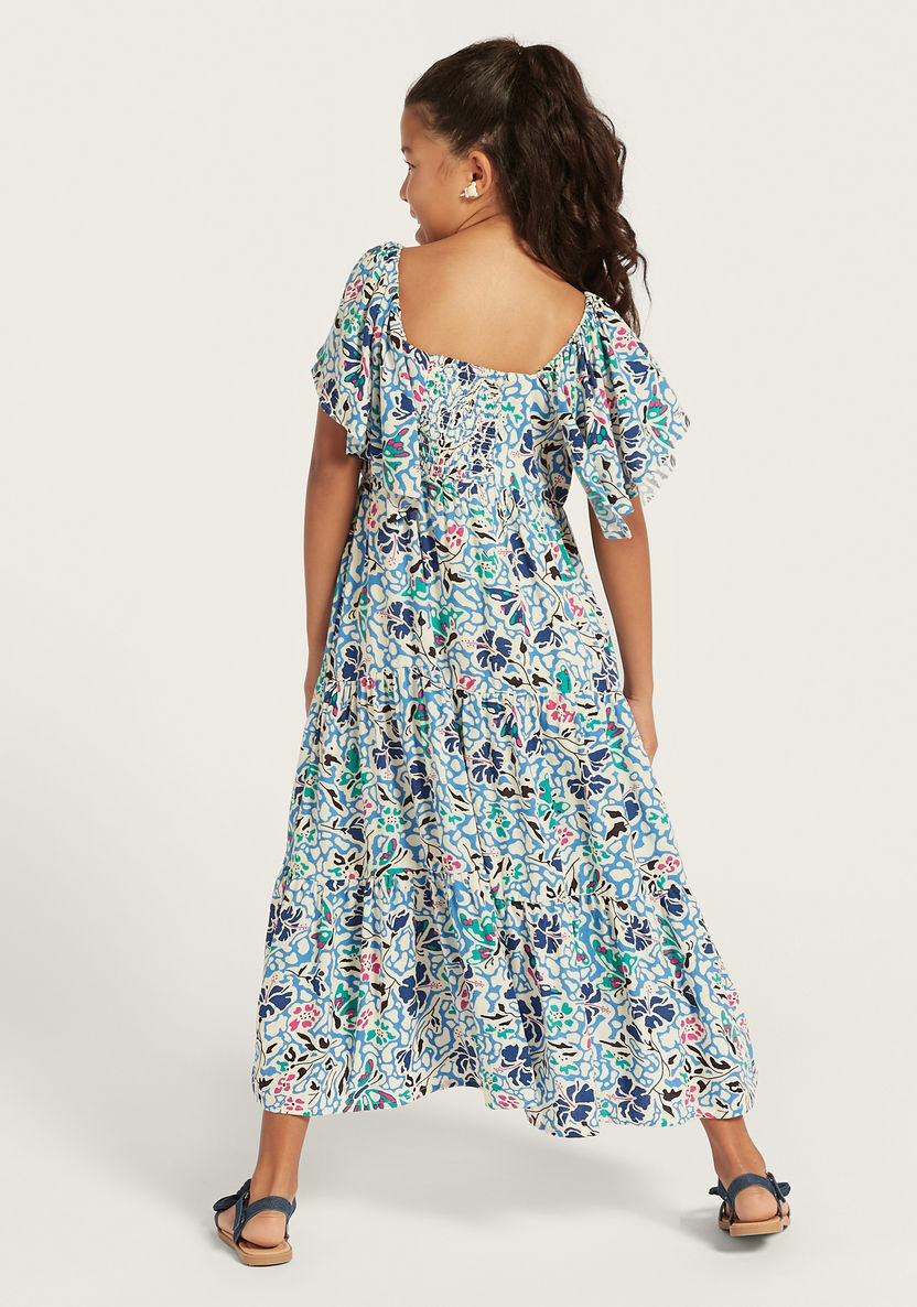 Juniors All-Over Print Dress with Flutter Sleeves-Dresses%2C Gowns and Frocks-image-3