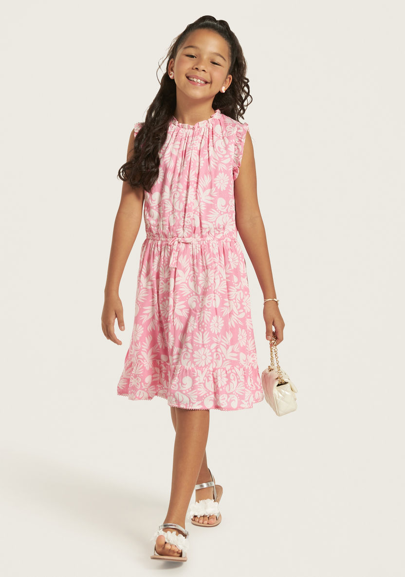 Juniors All-Over Floral Print Sleeveless Dress-Dresses, Gowns & Frocks-image-0