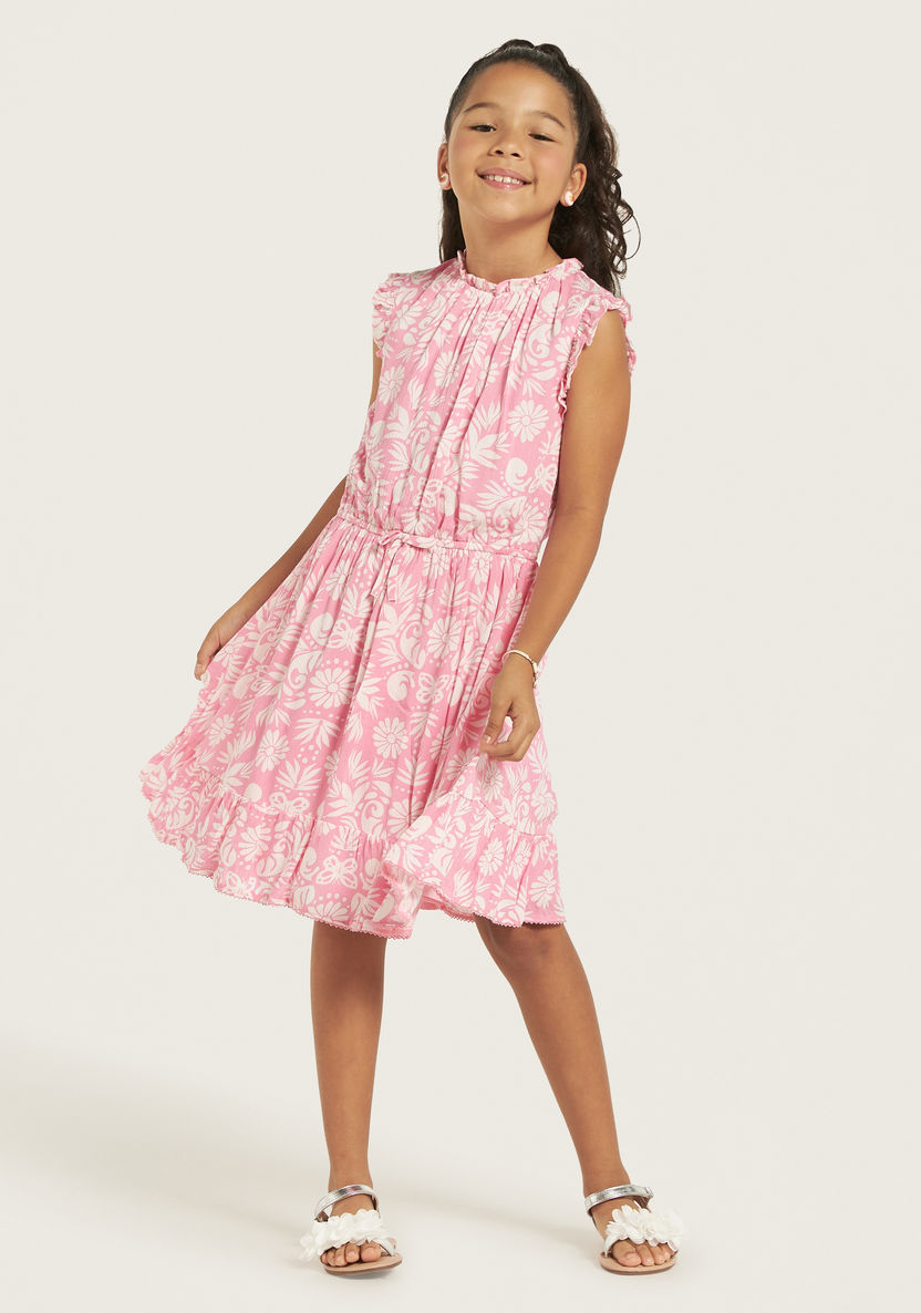 Juniors All-Over Floral Print Sleeveless Dress-Dresses, Gowns & Frocks-image-1